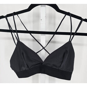 Yarn & Sea Womens Sz M Bralette Bra Strappy Solid Black